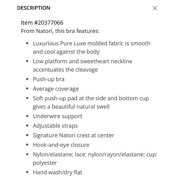 Natori black Pure Luxe Push-Up Underwire Bra size 32C - Picture 6 of 6